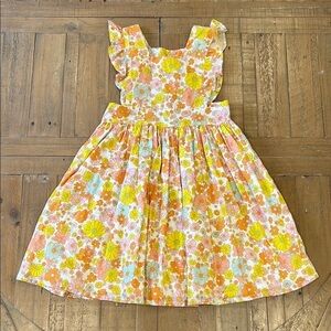 Wren & James retro floral pinafore dress boutique vibrant button ruffles 7-8